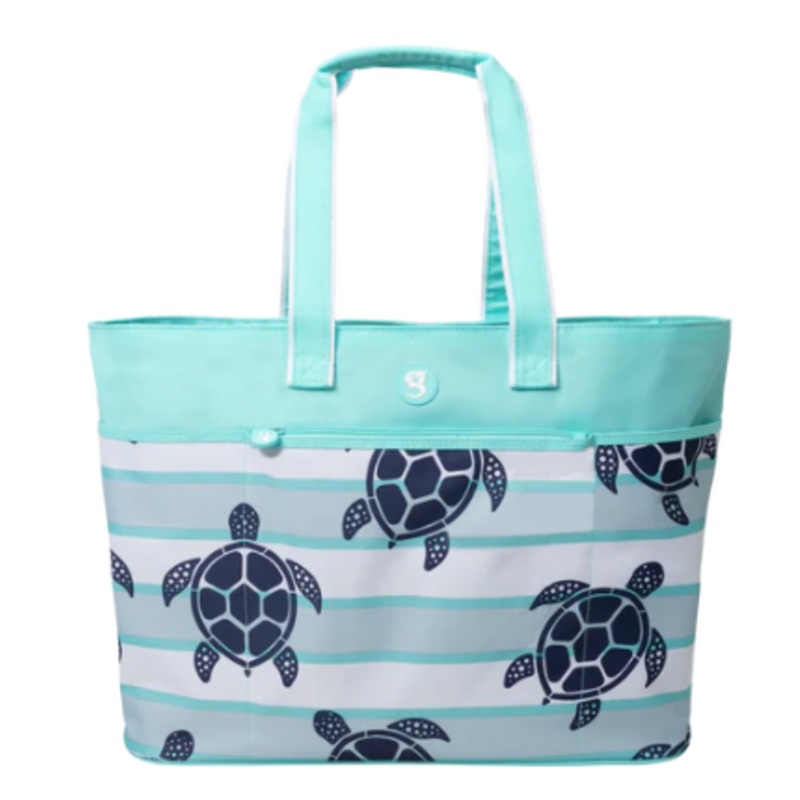 Beach Tote - Teal Turtle Toss