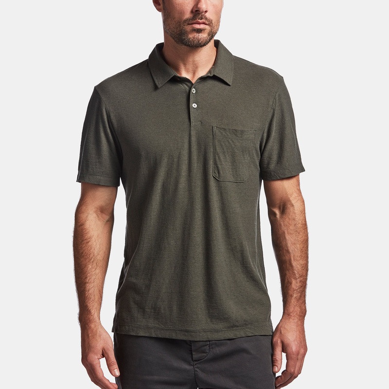 Cotton Linen Jersey Pocket Polo - Marsh