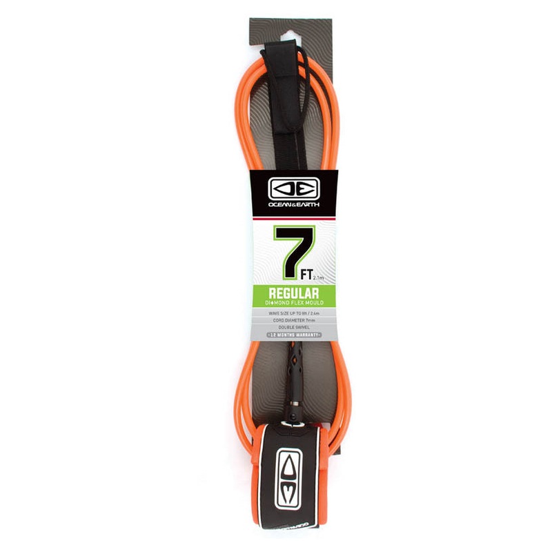 Ocean & Earth Regular Moulded Leash 7ft - Orange